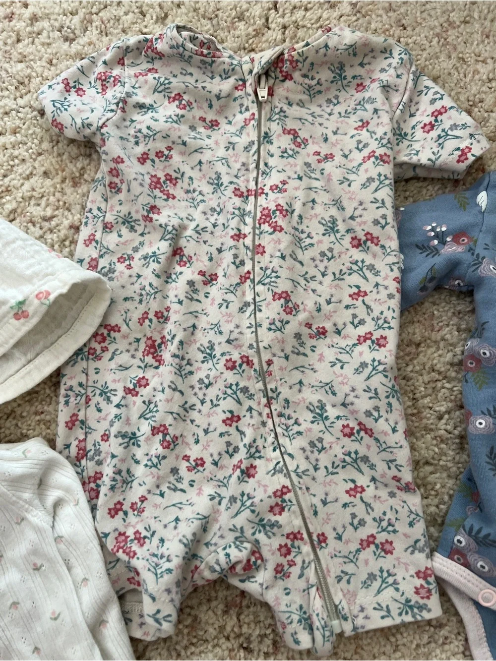 Carter's Floral & Solid Baby Clothing Set — Pink, White, Blue